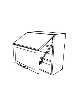 Matis Επιτοίχιο ντουλάπι-βιτρίνα κουζίνας In MDF VH80 με τζάμι αμμοβολής Μπεζ γυαλιστερό MatisKVH80B33