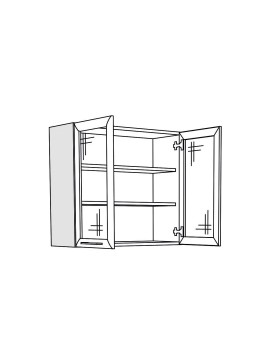 Matis Επιτοίχιο ντουλάπι-βιτρίνα κουζίνας In MDF V80S  με τζάμι αμμοβολής  Ασπρο γυαλιστερό MatisKV80S14