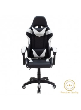 Καρέκλα γραφείου gaming Leoni pakoworld PU μαύρο-λευκό 232-000005