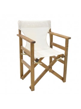 Καρέκλα-πολυθρόνα σκηνοθέτη Retto pakoworld μασίφ ξύλο οξιάς καρυδί-πανί λευκό 237-000022