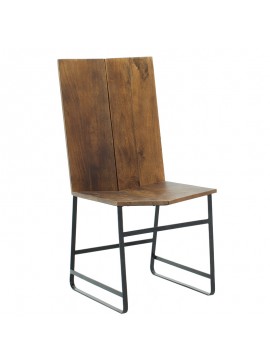 Καρέκλα Elora pakoworld μασίφ ξύλο ακακίας καρυδί-μέταλλο μαύρο 240-000005