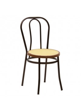 Καρέκλα Βιέννης pakoworld pe rattan μπεζ-μέταλλο καφέ σφυρήλατο 243-000001