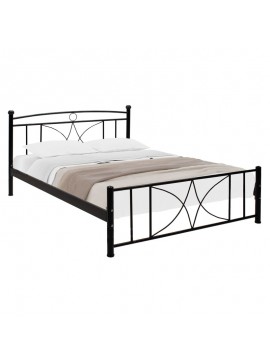 Κρεβάτι διπλό Billy pakoworld μεταλλικό χρώμα μαύρο gloss 150x200εκ 243-000014