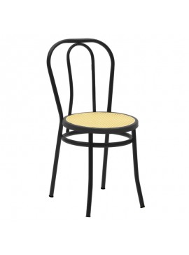 Καρέκλα Βιέννης pakoworld pe rattan μπεζ-μέταλλο μαύρο gloss 243-000032