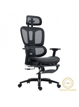Καρέκλα γραφείου διευθυντή με υποπόδιο Verdant pakoworld Premium Quality mesh χρώμα μαύρο 256-000001