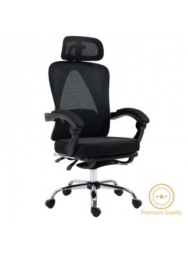 Καρέκλα γραφείου διευθυντή με υποπόδιο Titan pakoworld Premium Quality ύφασμα-mesh χρώμα μαύρο 256-000003