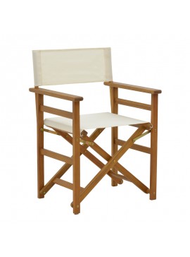 Καρέκλα-πολυθρόνα σκηνοθέτη Bistrual pakoworld ξύλο ακακίας φυσικό-πανί λευκό 58x50x84.5εκ 282-000009