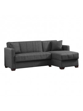 Γωνιακός καναπές-κρεβάτι με αποθηκευτικό χώρο Alaska pakoworld ανθρακί ύφασμα 204x143x83εκ 328-000003