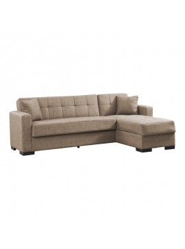 Γωνιακός καναπές-κρεβάτι με αποθηκευτικό χώρο Kansas pakoworld μπεζ ύφασμα 235x150x80εκ 328-000005