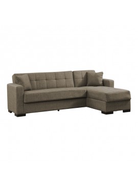 Γωνιακός καναπές-κρεβάτι με αποθηκευτικό χώρο Kansas pakoworld καφέ ύφασμα 235x150x80εκ 328-000007