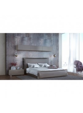 Κρεβάτι "VESTITO" διπλό επενδυμένο από τεχνόδερμα σε χρώμα μόκα 160x200  SB 55-MOKA
