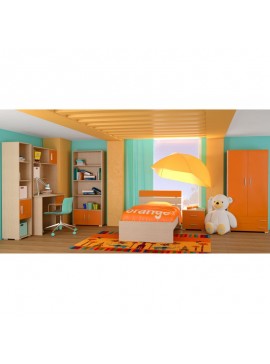 SARRIS  Παιδικό δωμάτιο "NOTA" σετ 7 τμχ σε χρώμα δρυς-πορτοκαλί SET NOTA-PORTOKALI
