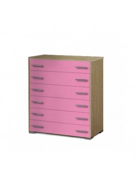 Συρταριέρα παιδική με 6 συρτάρια σε χρώμα δρυς-ροζ 90x45x1,08  SB 4-ROZ