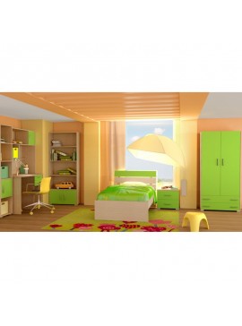 Παιδικό δωμάτιο "NOTA" σετ 7 τμχ σε χρώμα δρυς-λαχανί  SET NOTA-LAXANI