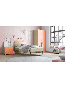 SARRIS  Παιδικό δωμάτιο "ΚΟΡΩΝΑ" σετ 3 τμχ. σε χρώμα δρυς-πορτοκαλί SET KORONA-PORTOKALI