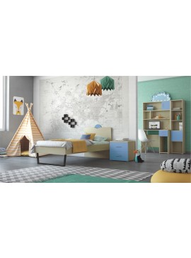Παιδικό δωμάτιο "ΑΝΑΤΟΛΗ" σετ 5 τμχ σε χρώμα δρυς-μπλε  SET ANATOLI-MPLE