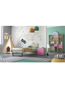 Παιδικό δωμάτιο "ΑΝΑΤΟΛΗ" σετ 5 τμχ σε χρώμα δρυς-ροζ  SET ANATOLI-ROZ