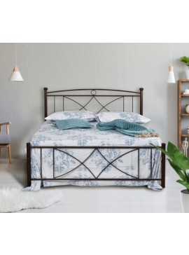 Κρεβάτι "ΡΟΜΒΟΣ NEW" ημίδιπλο μεταλλικό σε χρώμα σκουριά 110x190 594-00114