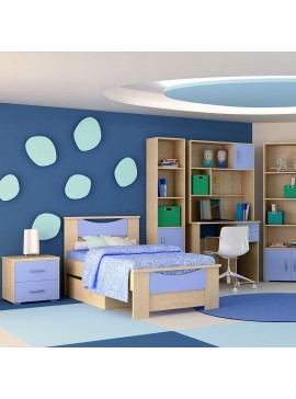 Κρεβάτι Παιδικό Νο. 15 Smile 90x190 Oak-Blue SARRIS812326