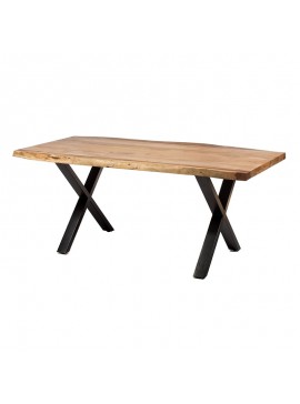 Τραπέζι τραπεζαρίας από ξύλο και μέταλλο με χιαστί πόδι Mήκος 220 Πλάτος 100 Ύψος 76 Artekko 720-2110