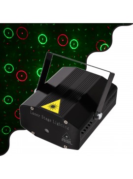 GloboStar® 85819 Διακοσμητικό Φωτιστικό Ειδικών Εφέ CIRCLES DOT 3D LASER 30W AC 230V - με Διακόπτη On/Off - Sound Activated - Πρίζα Schuko IP20 Κόκκινο & Πράσινο