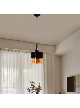 Φωτιστικό οροφής Roxy Megapap E27 μεταλλικό - γυάλινο μονόφωτο χρώμα μαύρο 16x16x65εκ. 0124886