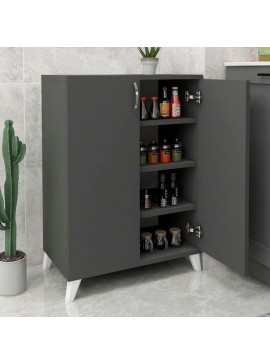 Ντουλάπι κουζίνας/μπάνιου - Παπουτσοθήκη μελαμίνης Lilly Megapap χρώμα ανθρακί 72x32,5x88εκ. 0212572