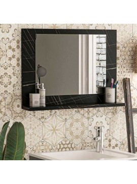 Καθρέφτης μπάνιου Devlin Megapap από μελαμίνη χρώμα μαύρο εφέ μαρμάρου 60x10x45εκ. 0212632