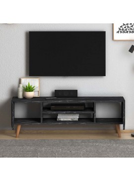 Έπιπλο τηλεόρασης Etna Megapap από μελαμίνη χρώμα μαύρο εφέ μαρμάρου 120x30x40εκ. 0221437