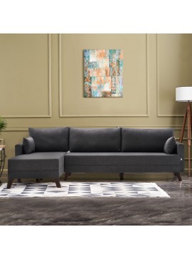 Γωνιακός καναπές Bella Megapap αριστερή γωνία υφασμάτινος χρώμα ανθρακί 275x165x85εκ. 0226284