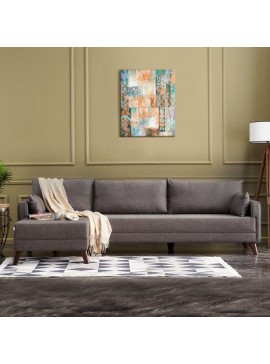 Γωνιακός καναπές Bella Megapap αριστερή γωνία υφασμάτινος χρώμα καφέ 275x165x85εκ. 0226285