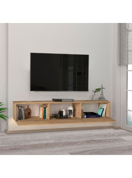 Έπιπλο τηλεόρασης επιτοίχιο Damla Megapap από μελαμίνη με LED χρώμα sapphire oak 180x29,5x29,5εκ. 0228122
