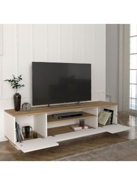 Έπιπλο τηλεόρασης Fedya Megapap από μελαμίνη χρώμα λευκό - sapphire oak 180x45x44,6εκ. 0228143