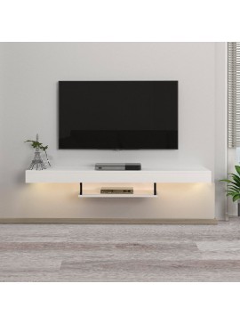 Έπιπλο τηλεόρασης επιτοίχιο Albares Megapap από μελαμίνη με LED χρώμα λευκό 150x29,6x22εκ. 0228146