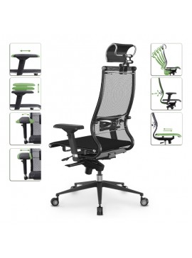 Καρέκλα γραφείου Samurai L2-9D Megapap εργονομική με ύφασμα TS Mesh χρώμα μαύρο 69x70x125/135εκ. 0234144