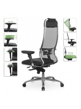 Καρέκλα γραφείου Samurai L1-2D Megapap εργονομική με ύφασμα TS Mesh και τεχνόδερμα χρώμα μαύρο 69x70x122/130εκ. 0234146