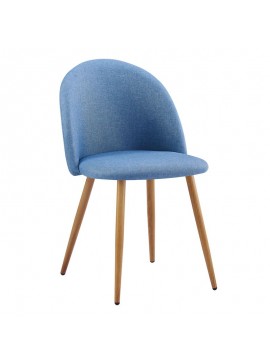 WOODWELL BELLA Καρέκλα Tραπεζαρίας, Μέταλλο Βαφή Φυσικό, Ύφασμα Απόχρωση Light Blue 50x56x80cm ΕΜ762,3