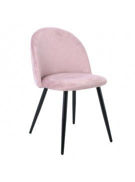 WOODWELL BELLA Καρέκλα Τραπεζαρίας, Μέταλλο Βαφή Μαύρο, Ύφασμα Velure Απόχρωση Dirty Pink 50x56x80cm 50x56x80cm ΕΜ759,1