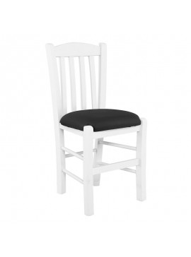 WOODWELL CASA Καρέκλα Οξιά Βαφή Εμποτισμού Άσπρο, Κάθισμα Pu Μαύρο 42x45x88cm Ρ966,Ε8Τ