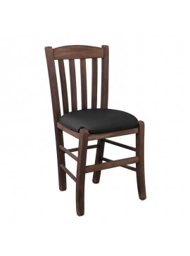 WOODWELL CASA Καρέκλα Οξιά Βαφή Εμποτισμού Καρυδί, Κάθισμα Pu Μαύρο 42x45x88cm Ρ966,Ε2Τ