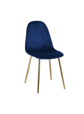 WOODWELL CELINA Καρέκλα Χρώμιο Χρυσό, Velure Μπλε 45x54x85cm ΕΜ907,5GV
