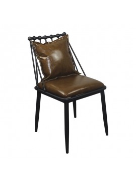 WOODWELL DANTE Καρέκλα, Μέταλλο Βαφή Μαύρο, PU Vintage Brown 42x49x79cm ΕΜ715,1