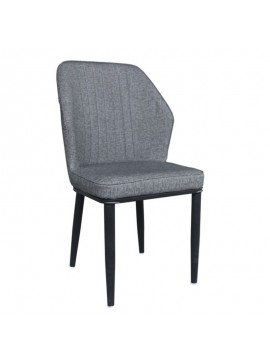 WOODWELL DELUX Καρέκλα Μέταλλο Βαφή Μαύρο, Linen PU Ανθρακί 49x51x89cm ΕΜ156,1