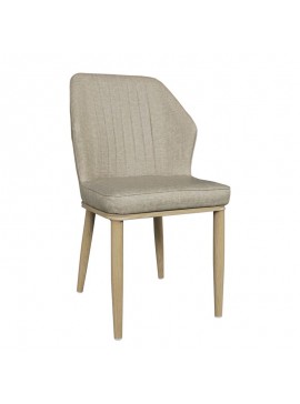 WOODWELL DELUX Καρέκλα Μέταλλο Βαφή Φυσικό, Linen PU Μπέζ 49x51x89cm ΕΜ156,2