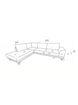 Matis Γωνιακός καναπές με ξύλινη μπάζα VM-Rene Δεξιά Γωνία 290x240x98εκ. Matis219