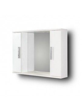 Καθρέφτης ALON 75 Διπλός Λευκός 3MAL075GLD με δυο ντουλάπια, 75x15x56 και φωτισμό Led  3MAL075GLD