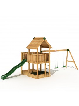 Ξύλινη παιδική χαρά | Project 3S Project 3S με Κούνια Προέκταση 2 θέσεων - Παιδική Χαρά Επαγγελματικής Χρήσης WOOD-5502710