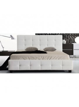 WOODWELL FIDEL Κρεβάτι Διπλό για Στρώμα 160x200cm, PU Άσπρο 168x215x107cm Ε8053,1