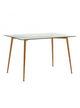 Τραπέζι Philip Megapap με γυάλινη επιφάνεια και μεταλλικά πόδια σε χρώμα φυσικό 120x75x76εκ. 0077982 GP001-0038