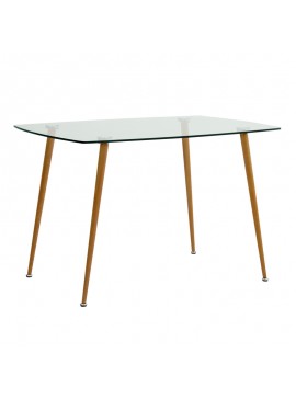 Τραπέζι Sophie Megapap με γυάλινη επιφάνεια και μεταλλικά πόδια σε χρώμα φυσικό 120x75x76εκ. 0077984 GP001-0040